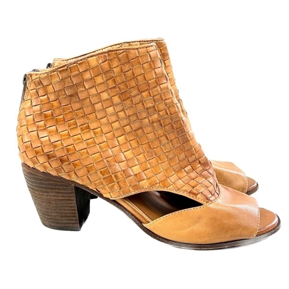 Patricia Nash Woven Leather Peep Toe Booties | Boho Italian Style | Size 10 - Picture 4 of 9